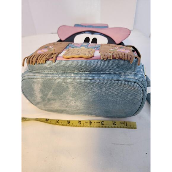 Disney Loungefly Minnie Mouse Cowgirl Backpack Denim Fringe Pink Western main image 4